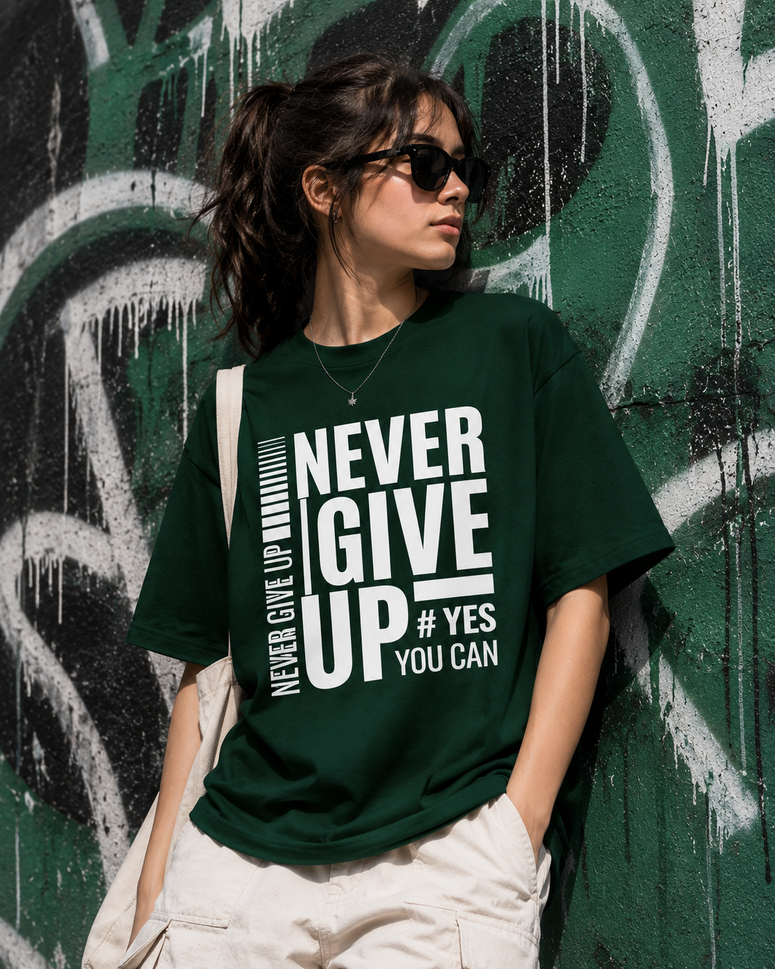 Never Give Up Motivational Graphic T-Shirt