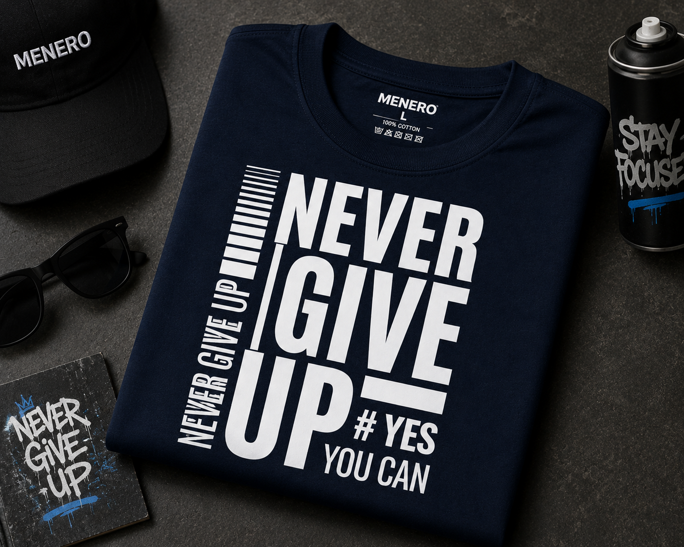 Never Give Up Motivational Graphic T-Shirt