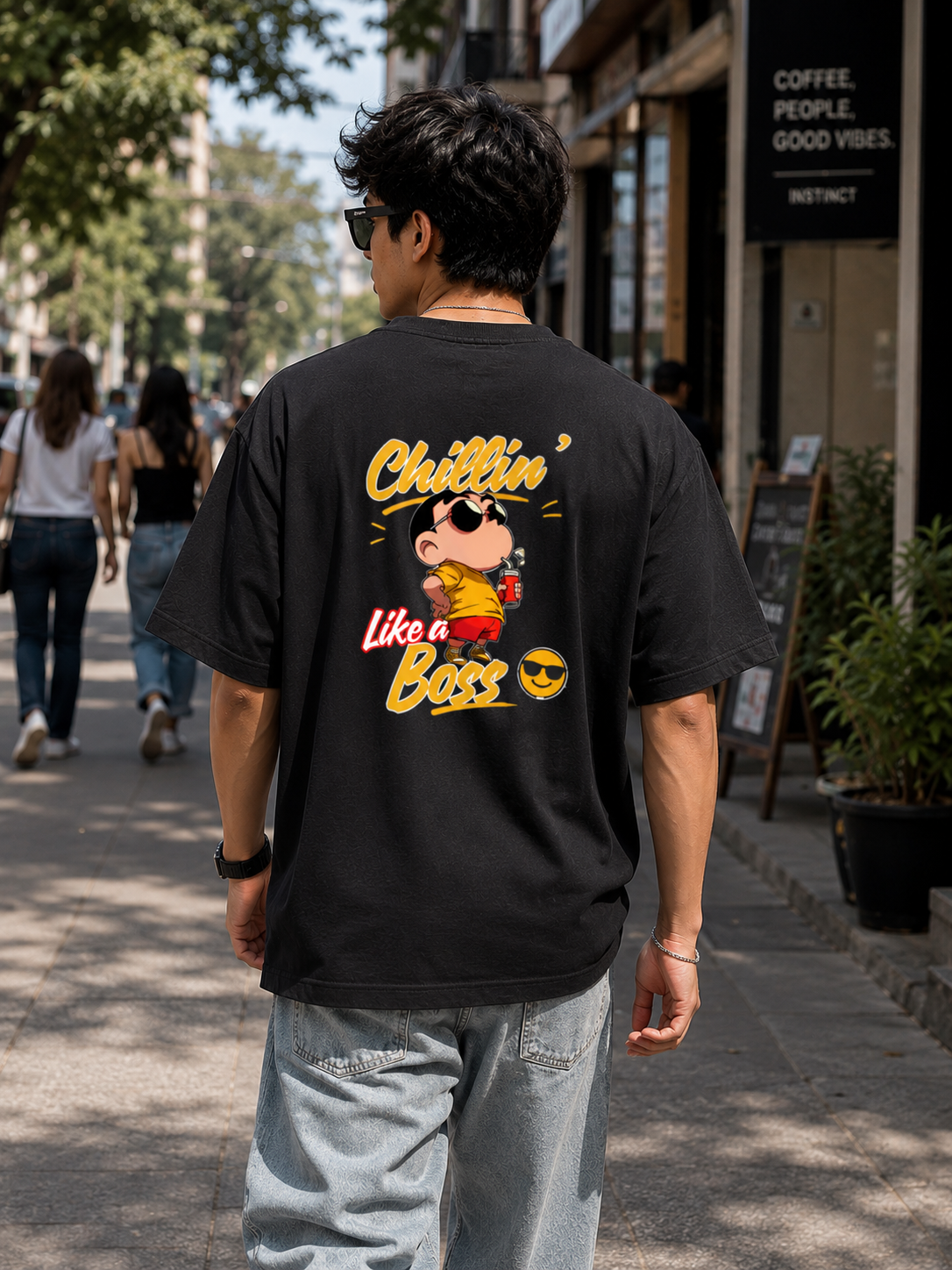 Chillin' Like a Boss Graphic Oversized T-Shirt