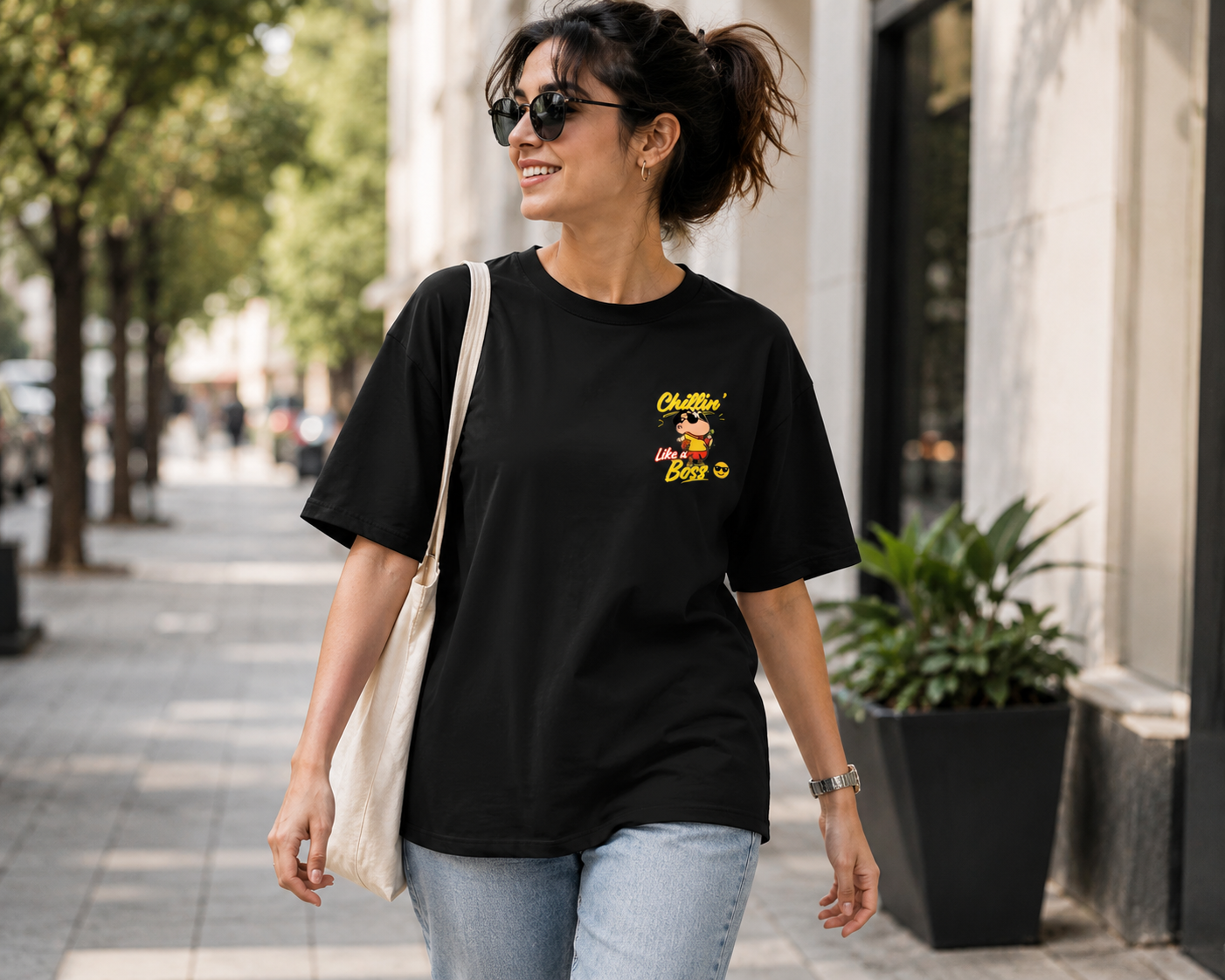 Chillin' Like a Boss Graphic Oversized T-Shirt